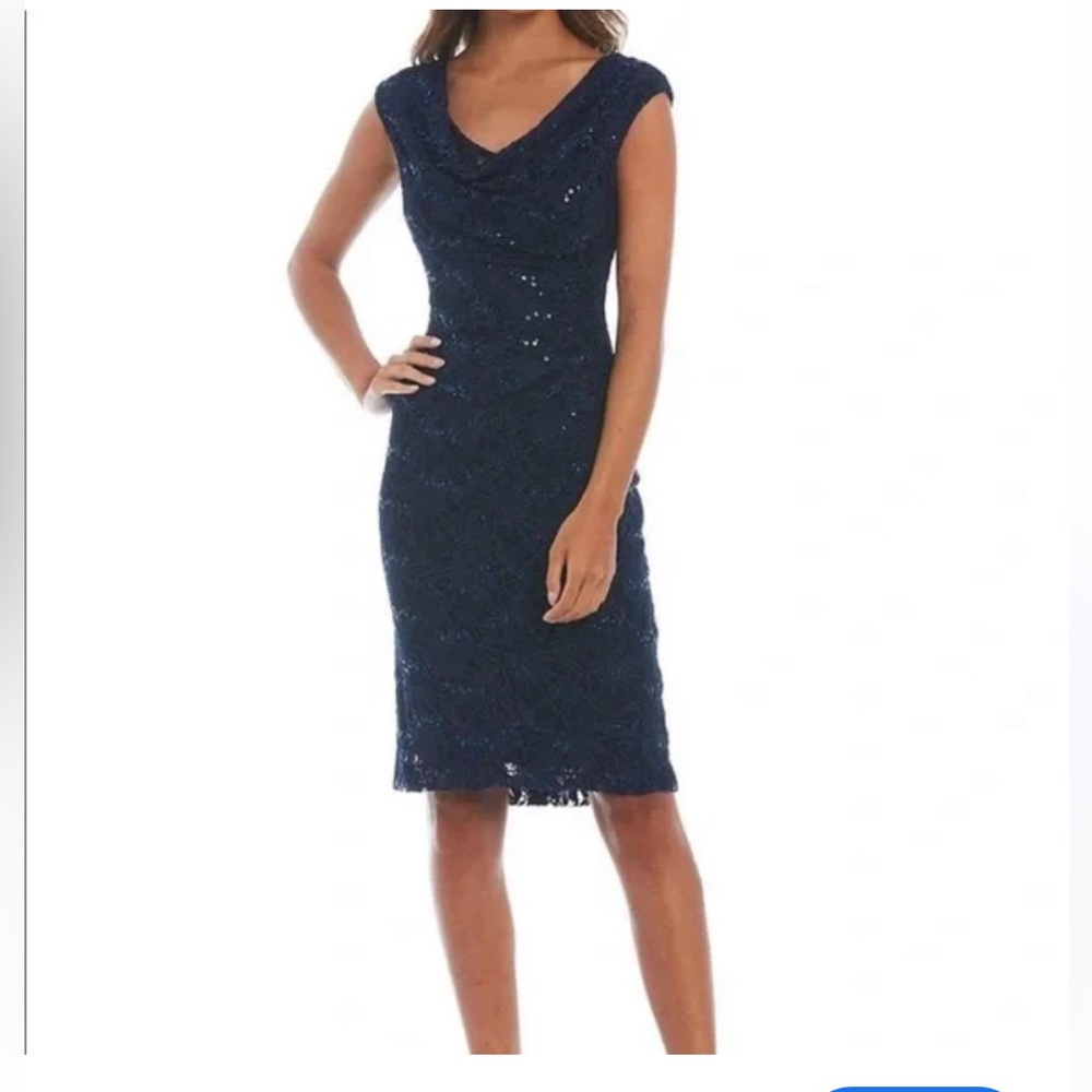 Ralph Lauren floral lacy sparkly blue dress. Gorgeous neckline and soft lining